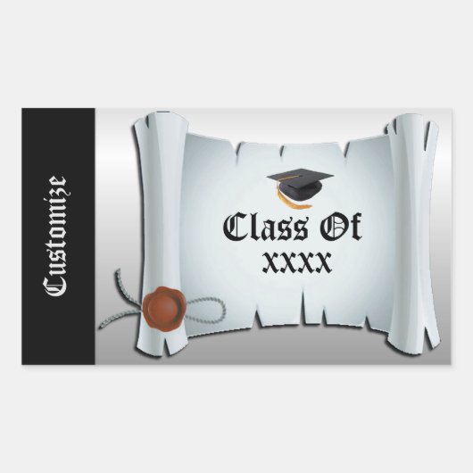 Gepersonaliseerde Afstuderen Class Event Silver St Rechthoekige Sticker (Voorkant)