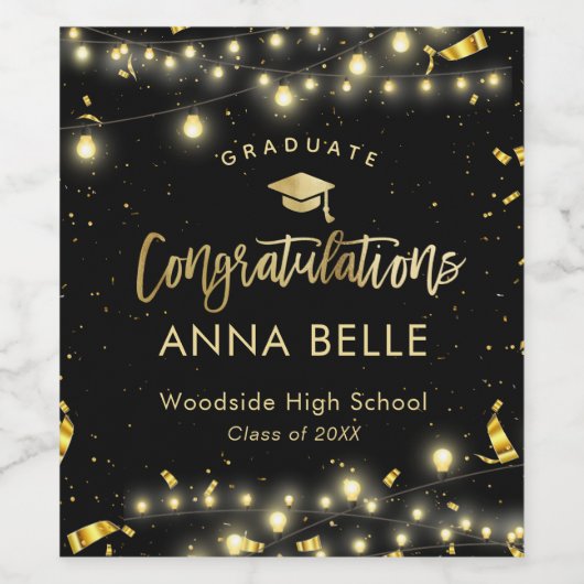 Gepersonaliseerde Afstuderen Custom Class van 2025 Wijn Etiket (Enkel label)