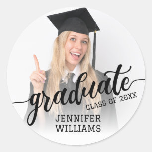 Gepersonaliseerde Afstuderen foto Afstuderen parti Ronde Sticker