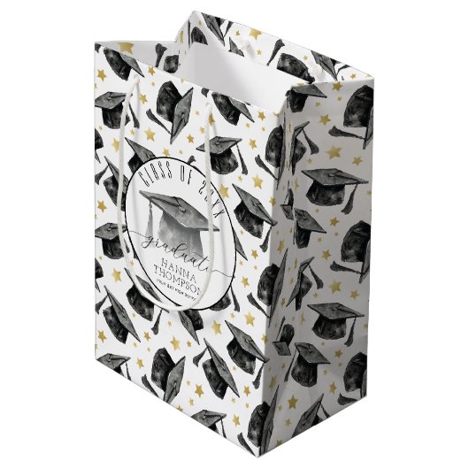 Gepersonaliseerde Afstuderen Gift Bag Afstuderen P Medium Cadeauzakje (Achterkant Gekanteld)