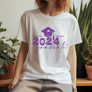 Gepersonaliseerde Afstuderen klasse van 2024 Paars T-shirt