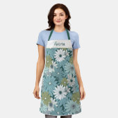 Gepersonaliseerde all-over print Blue Daisy Schort (Gedragen)