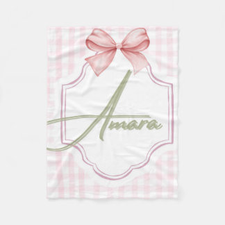 Gepersonaliseerde Amara Baby Girl Nursery Bow & Gi Fleece Deken