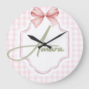 Gepersonaliseerde Amara Baby Girl Nursery Bow & Gi Grote Klok
