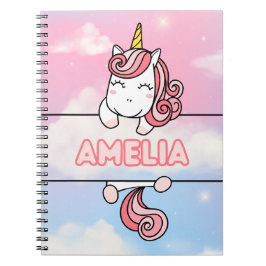 Gepersonaliseerde Amelia Unicorn Girlie Notitieboe Notitieboek