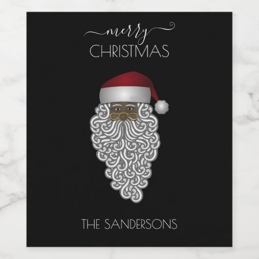 Gepersonaliseerde -Amerikaanse kerstman zwarte Wijn Etiket (Enkel label)