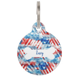 Gepersonaliseerde Amerikaanse vlag Art Ronde Pet T Huisdierpenning