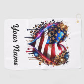 Gepersonaliseerde Amerikaanse vlag hart Golfhanddoek (Horizontaal)