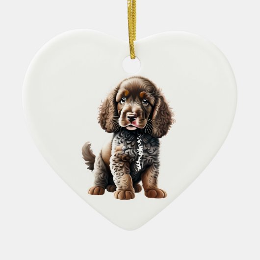 Gepersonaliseerde Amerikaanse Water Spaniel Puppy Keramisch Ornament (Voorkant)