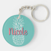 Gepersonaliseerde Ananas Naam Rond Sleutelhanger (Achterkant)