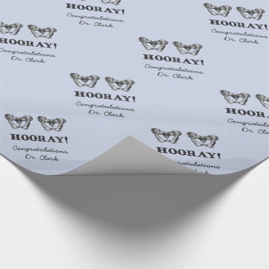 Gepersonaliseerde anatomieboodschap Hooray Hip Hoo Cadeaupapier (Hoek)