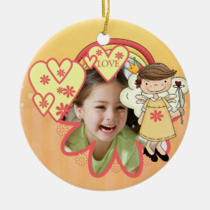 Gepersonaliseerde Angel Hearts Foto Ornament