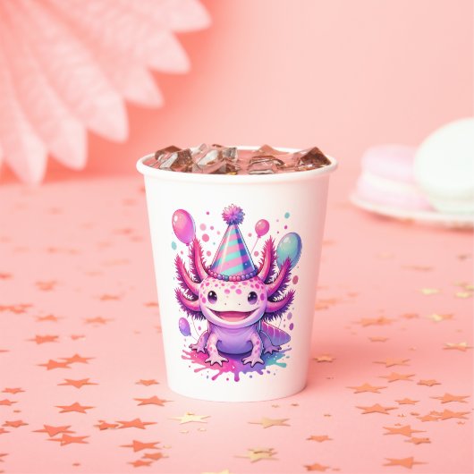 Gepersonaliseerde anime Axolotl Girl's Birthday Papieren Bekers (Insitu)
