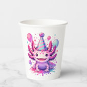 Gepersonaliseerde anime Axolotl Girl's Birthday Papieren Bekers (Voorkant)