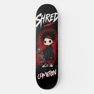Gepersonaliseerde Anime Japanse Emo Rode en Zwarte Skateboard