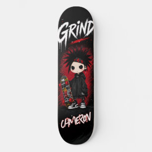Gepersonaliseerde Anime Japanse Emo Rode en Zwarte Skateboard