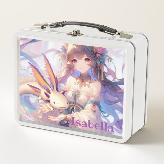 Gepersonaliseerde Anime Meisje en Axolotl (Voorkant)