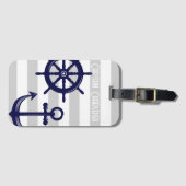 Gepersonaliseerde Anker en Boat Helm Wiel Nautisch Bagagelabel (Voorkant (horizontaal))