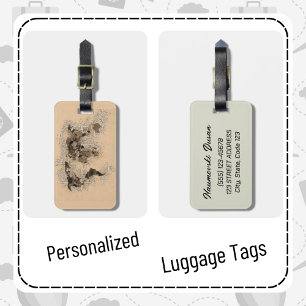 Gepersonaliseerde  Antiek Wereldkaart Travel Art Bagagelabel