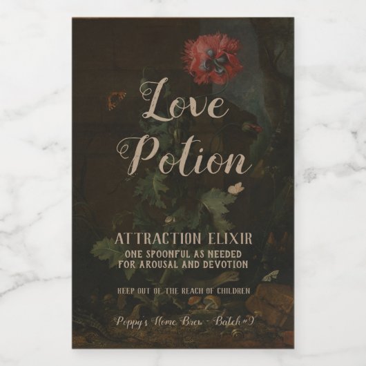 Gepersonaliseerde Apothecary Jar Love Potion Voedselcontainer Etiket (Enkel label)