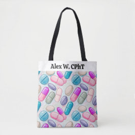 Gepersonaliseerde apotheek Canvas tas roze grijs p