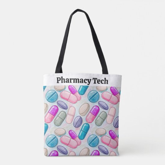 Gepersonaliseerde apotheek Canvas tas roze grijs p (Achterkant)