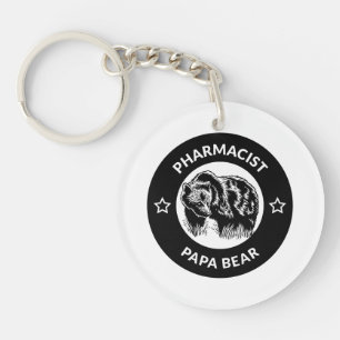 Gepersonaliseerde Apotheker Papa Beer Sleutelhange Sleutelhanger