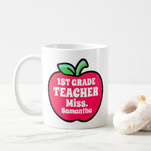 Gepersonaliseerde Apple First Grade Teacher Name Koffiemok