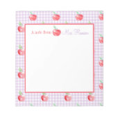 Gepersonaliseerde Apple Lavender Gingham leraar Notitieblok (Voorkant)