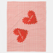 Gepersonaliseerde Applique Hearts Gingham Daisies Fleece Deken (Voorkant)