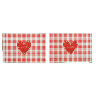 Gepersonaliseerde Applique Hearts Gingham Daisies Kussensloop