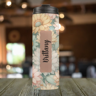 Gepersonaliseerde April Geboorte Bloem Daisy 16 oz Thermosbeker