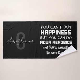Gepersonaliseerde Aqua Aerobics is Happiness Funny Badhanddoek