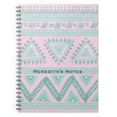 Gepersonaliseerde Aqua-Blauwgroen Tribal Pattern o Notitieboek (Voorkant)