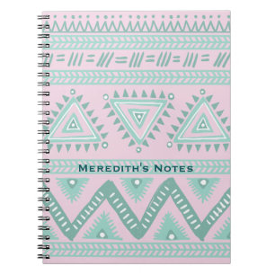 Gepersonaliseerde Aqua-Blauwgroen Tribal Pattern o Notitieboek