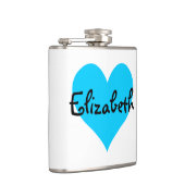 Gepersonaliseerde Aqua Blue Heart Heupfles (Rechts)