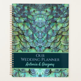 Gepersonaliseerde Aqua Vibrant Peacock Feathers We Planner