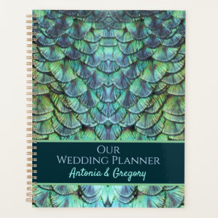 Gepersonaliseerde Aqua Vibrant Peacock Feathers We Planner