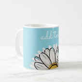 Gepersonaliseerde Aqua & Yellow Daisy Coffee Mok (Voorkant links)