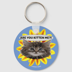 Gepersonaliseerde Are You Kitten Me Zonnebloem Sle Sleutelhanger