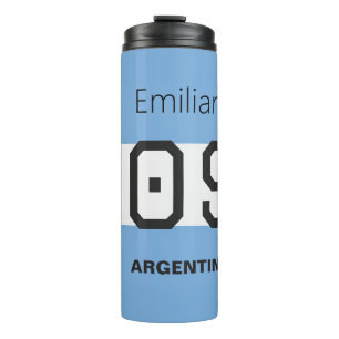 Gepersonaliseerde Argentijnse Vlag Voetbal Fan Art Thermosbeker