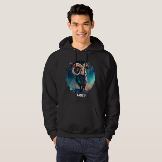 Gepersonaliseerde Aries dierentuin astrologie Ram Hoodie (Voorkant volledig)