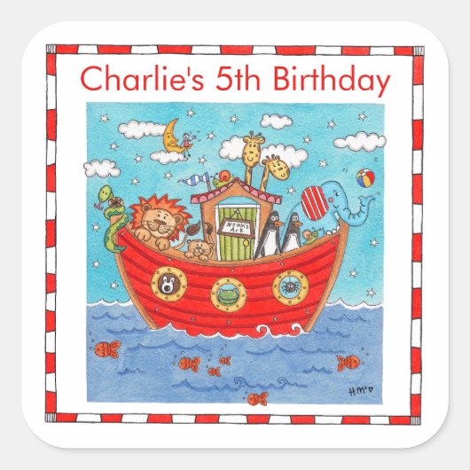 Gepersonaliseerde Ark van Noach Vierkante Sticker (Voorkant)