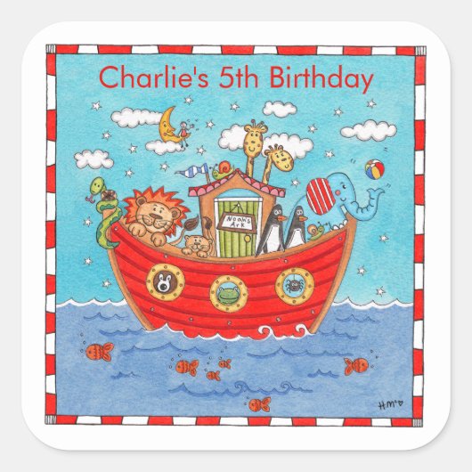 Gepersonaliseerde Ark van Noach Vierkante Sticker (Voorkant)