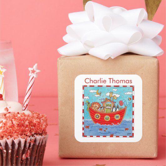 Gepersonaliseerde Ark van Noach Vierkante Sticker (Feest)