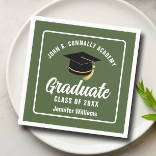 Gepersonaliseerde Army Green Afstuderen Graduation Servet