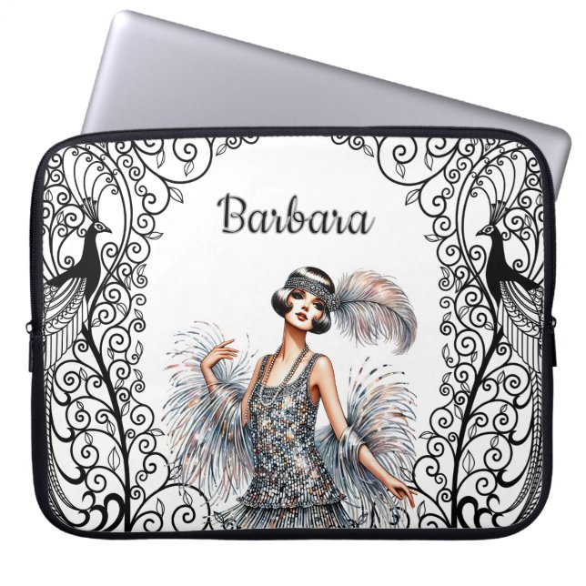 Gepersonaliseerde Art Deco Laptop Sleeve (Voorkant)