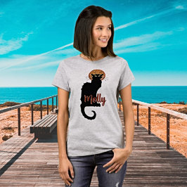Gepersonaliseerde  Art Nouveau Black Cat T-shirt