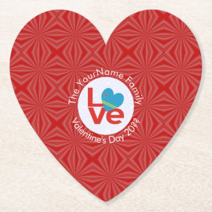 Gepersonaliseerde Arubaanse Vlag Hart LIEFDE Rode Kartonnen Onderzetters