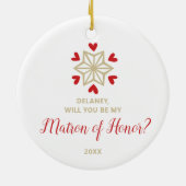Gepersonaliseerde Asking Matron van Honor Snowflak Keramisch Ornament (Achterkant)